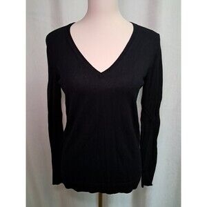 J. Crew 100% Cotton V-neck Long Sleeve Sweater Pullover Classic Size S Black